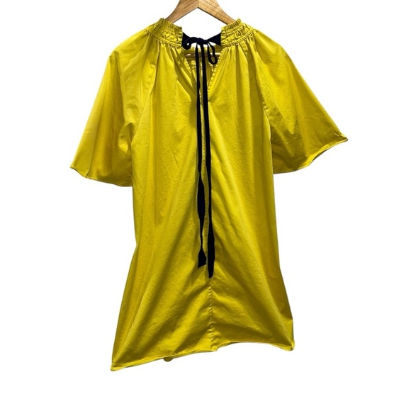 ROKSANDA yellow dress size medium mini bow cotton casual short sleeve spring - Picture 10 of 16
